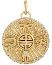 Artisan - Natural Diamond Infinity Hamsa Charm Pendant 14k Yellow Gold Jewelry - Lyst