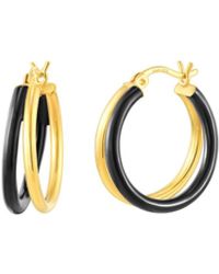 Gold & Honey - Double Hoops Earrings With Enamel - Lyst