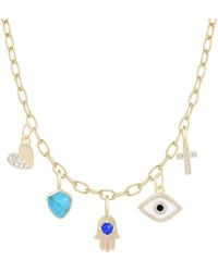 KAMARIA - Spiritual Protection Charm Necklace With Opals On Paperclip Chain - Lyst
