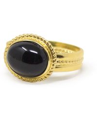 Vintouch Italy - Fascetta Gold-plated Onyx Ring - Lyst