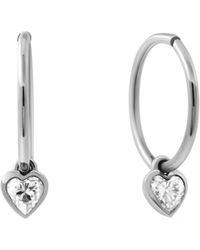 Lee Renee - Diamond Heart Clicker Hoop Earrings - Lyst