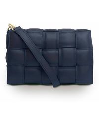Apatchy London - Navy Padded Woven Leather Crossbody Bag - Lyst