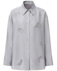 FRONT ROW SHOP - Stud-Embellished Shirt Pale - Lyst