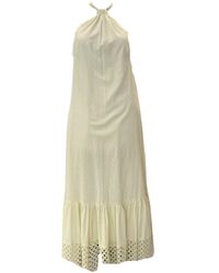 Style Junkiie - Neutrals Sea Salt Fabric Play Halter Maxi Dress - Lyst