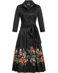 Marianna Déri - Floral Border Shirtdress With Detachable Wide Belt - Lyst