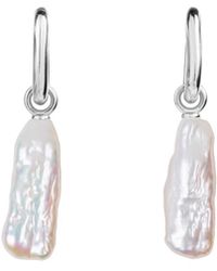 Ora Pearls - Aetia Long Barque Pearl Hoop Earrings - Lyst