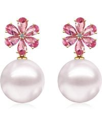 Kai Fine Jewelry - Solid Flora Natural Tourmaline, Diamond & Freshwater Pearl Convertible Drop Earrings - Lyst