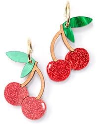 By Chavelli - Cherry Dangly Hoop Earrings - Lyst