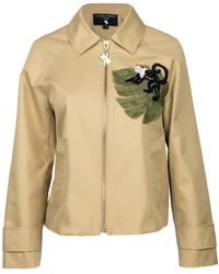Laines London - Neutrals Laines Couture Hand Embellished Monkey Cropped Trench Jacket - Lyst