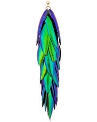 Oana Savu - Beetle Wings Recycled Natural Metallic Extra Long Ear Stud Earring - Lyst