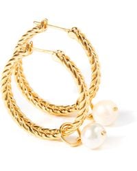 Belinda Jewelz - Pearl Drop Braided Hoops - Lyst