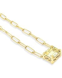 Lutiro - Paperclip Chain With Colored Stone Canary - Lyst
