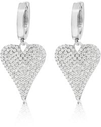 SHYMI - Pave Heart Earrings - Lyst