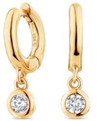 SALLY SKOUFIS - Minx Solitaire Huggie Earrings With Made Cz Diamond Stimulant - Lyst