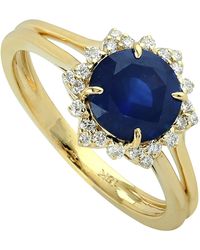 Artisan - Sapphire & Diamond Halo Solitaire Ring - Lyst