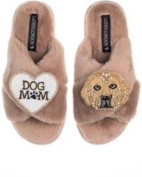 Laines London - Classic Laines Slippers With Skip The Golden Lab & Dog Mum Mom Brooches - Lyst