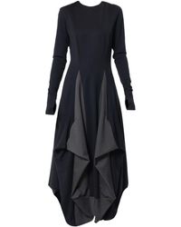 Metamorph - Long Dress With Draping And Thumbhole Sleeves - Lyst