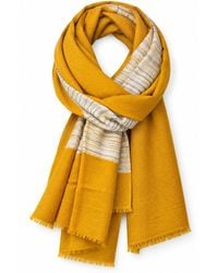 Stovaria - Golden Ochre Hand Brush-Stroke Cashmere Scarf - Lyst