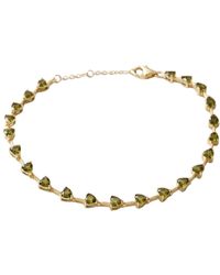 Harfi - Peridot August Birthstone Heart Tennis Plated Bracelet - Lyst