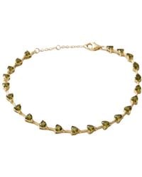 Sophelia - Peridot August Birthstone Heart Tennis Plated Bracelet - Lyst