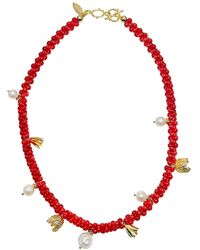 Farra - Peanut Shaped Coral Statement Necklace - Lyst