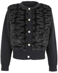 Saachi - Floral Velour Button Cardigan - Lyst