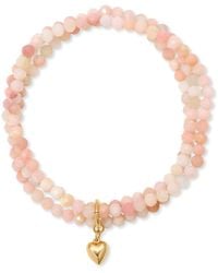Heather Hawkins Jewelry - Puff Heart Charm Three Strand Gemstone Stretch Bracelet - Lyst