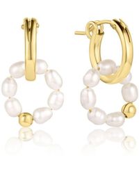SET & STONES - Pearl Halo Hoops - Lyst