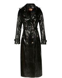 Santinni - 'indiscreet' 100% Leather Trench Coat In Nero - Lyst