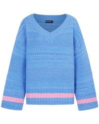 Cara & The Sky - Judith Pointelle Stitch V Neck Jumper - Lyst
