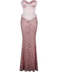 Miss Circle New York - Uliya Rosy Strapless Mermaid Peplum Maxi Dress - Lyst