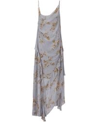 Belsize25 - Dahlia Series – Celeste Floral Mulberry Silk Draped Asymmetric Maxi Dress - Lyst