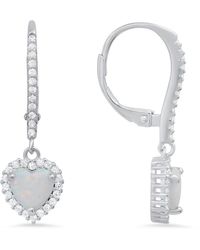 Kylie Harper - October Opal Birthstone Heart-Cut Halo Leverback Earrings - Lyst