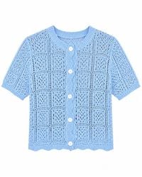 Yumi' - Crochet Short Sleeve Cardigan - Lyst