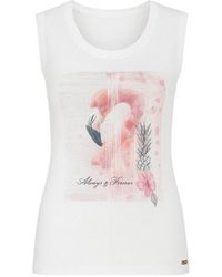 Conquista - Neutrals Sleeveless Top With Multicoloured Print Detail - Lyst