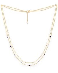 Pearls of the Orient Online - Credo Fine Double Chain Necklace With Cultured Freshwater Pearls & Lapis Lazuli - Lyst