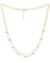 Pearls of the Orient Online - Credo Fine Double Chain Necklace With Cultured Freshwater Pearls & Lapis Lazuli - Lyst