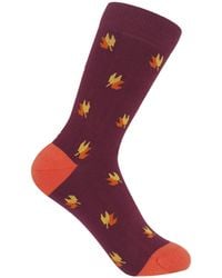 Peper Harow - Made in England - Maple Leaves Socks – Burgundy - Lyst