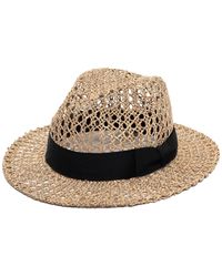 Justine Hats - Neutrals Straw Fedora Hat - Lyst