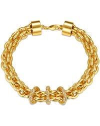 Genevive Jewelry - Rachel Glauber Plated With Cubic Zirconia Triple Circle Round Woven Braided Link Chain Bracelet - Lyst