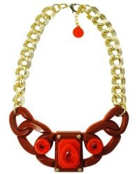 Gissa Bicalho - Handmade Acrylic Necklace Links And Stones Cinnamon - Lyst