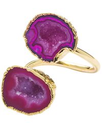 YAA YAA LONDON - Berry Duo Crystal Adjustable Gold Ring - Lyst
