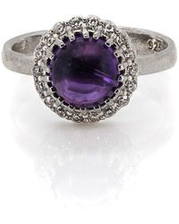 Ebru Jewelry - Sterling Silver & Diamond Amethyst Stone Adjustable Ring - Lyst