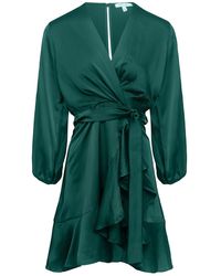 Urban Touch - Long Sleeve Wrap Front Dress Chocolate - Lyst