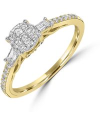 Artisan - Round Diamond Cluster Baguette Ring - Lyst