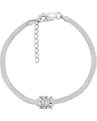 Diamonbliss - Sterling Princess Cut Herringbone Bracelet - Lyst