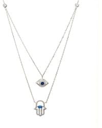 LÁTELITA London - Hamsa Hand And Evil Eye Layered Necklace - Lyst