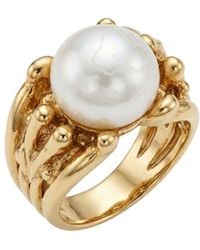 LINYA JEWELLERY - Organica Amorphous Large Pearl & Plated Ring - Lyst