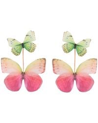 Oana Savu - Rose Mint Sage Silk Butterfly Earrings Nature Inspired Dangle Ear Wires - Lyst