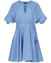 Conquista - Sky Embroidered Dress With Ruffle Sleeves - Lyst